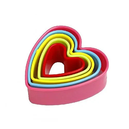 Set of 5 Plastic Shapes Heart Shaped Cutter