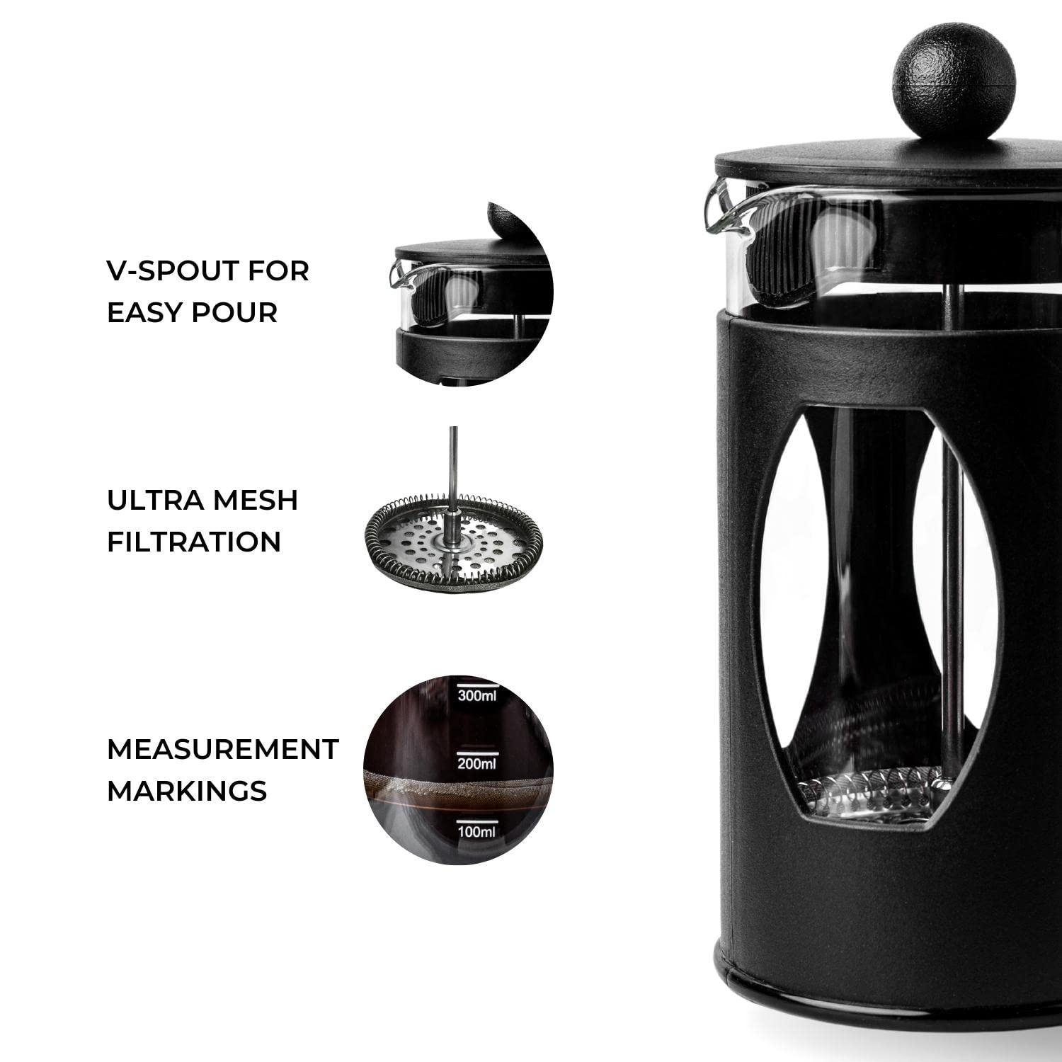 Classic French Press Coffee & Tea Maker - 600ml - Image 2