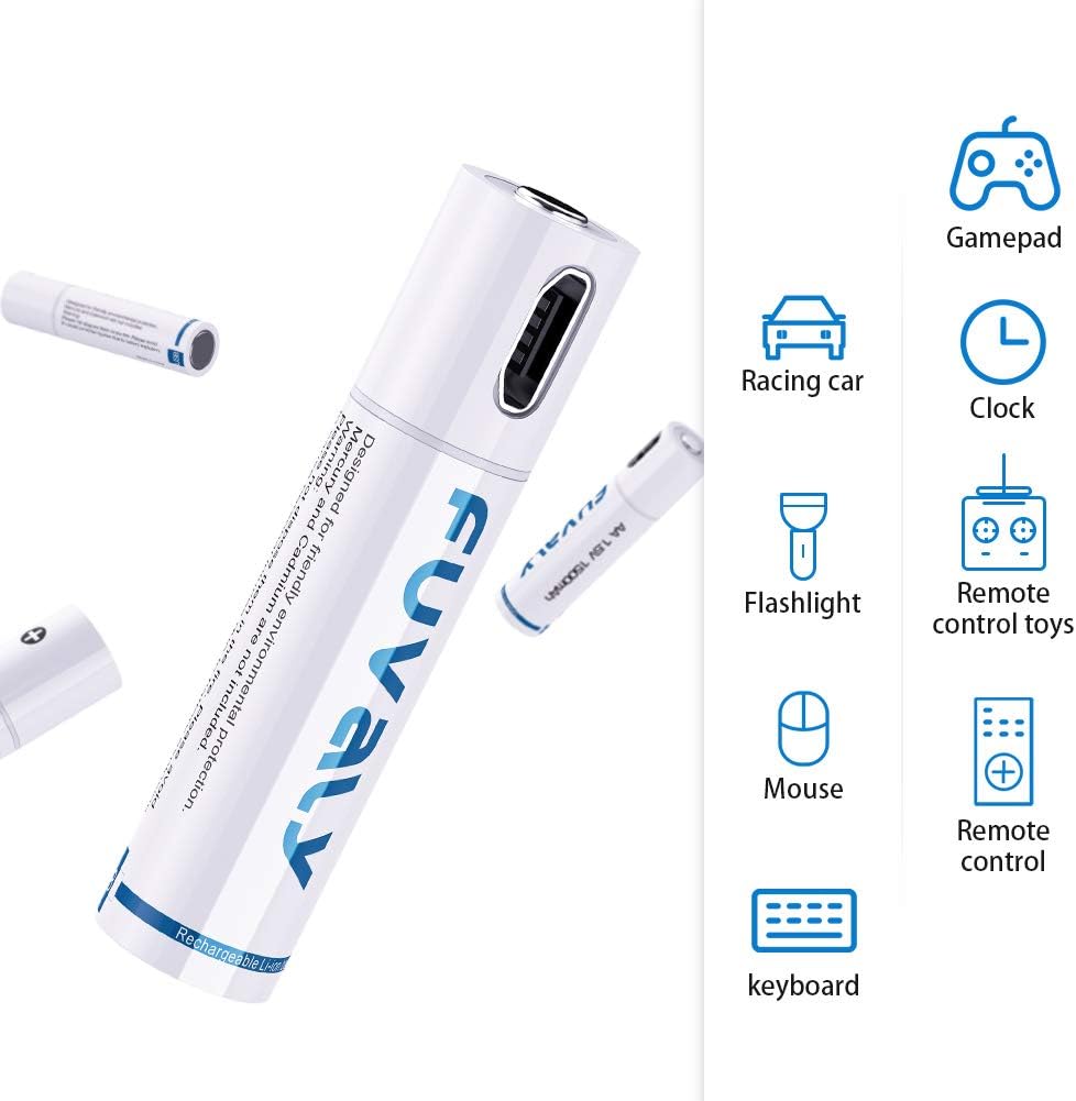 USB Rechargeable Batteries x 2 - AAA - 600 mWh - Image 2