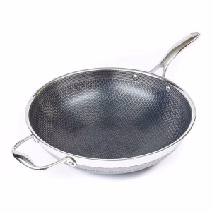 Nonstick Stainless Steel Wok Pan - 34cm