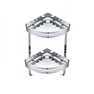 Elegant 2-Tier Shower Caddy With Hooks - Silver