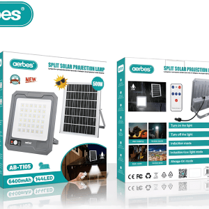 Aerbes 500W Solar Flood Light - 144 LED, Remote & 5400mAh Battery