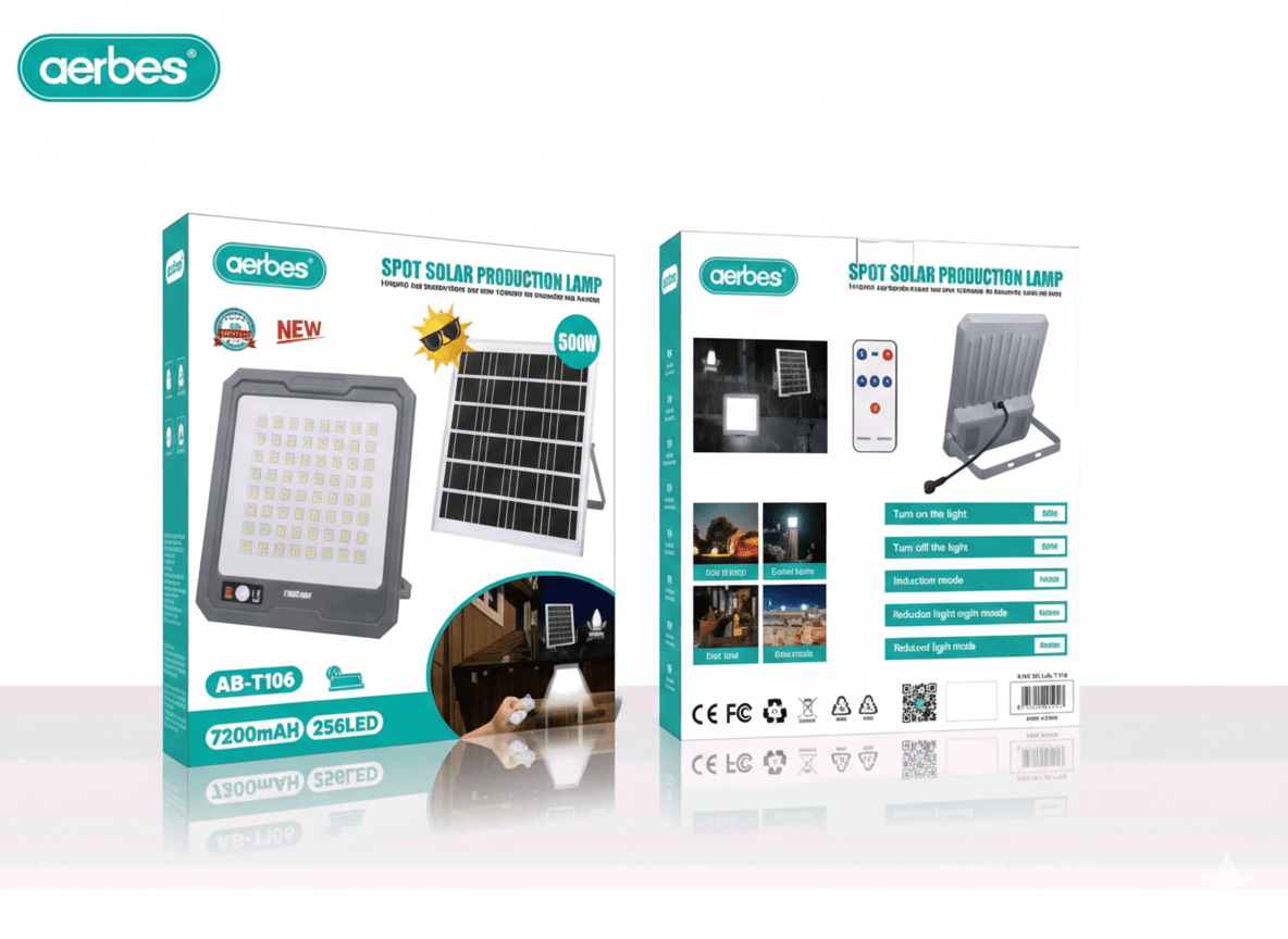 Aerbes AB-T106 800W Solar Powered LED Flood Light