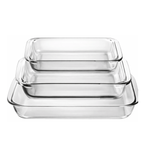 Premium 3-Piece Rectangular Glass Bakeware Set