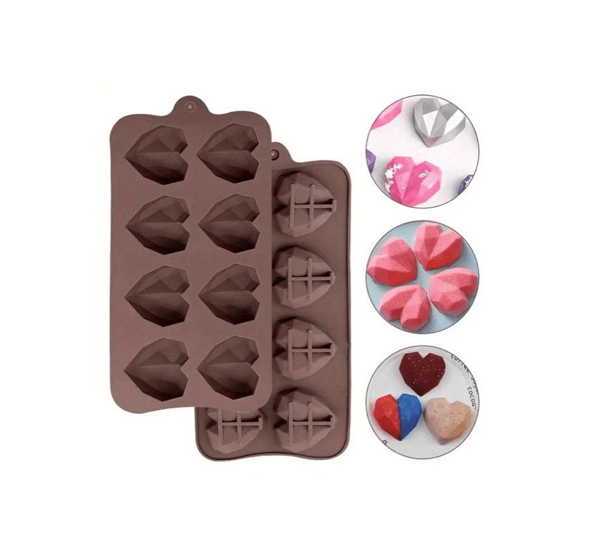 Geo Heart Silicone Mould - 8 Hole