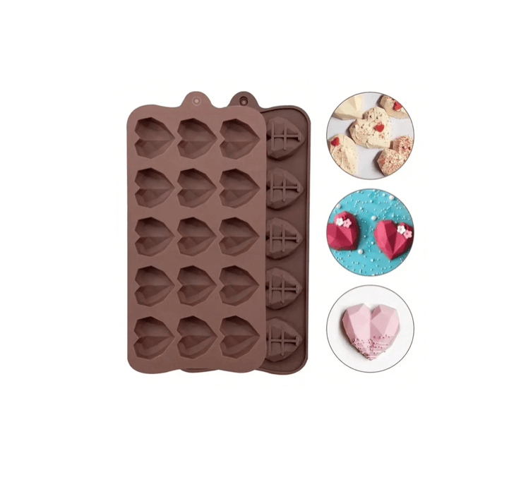 Geo Heart Silicone Mould - 15 Cavity