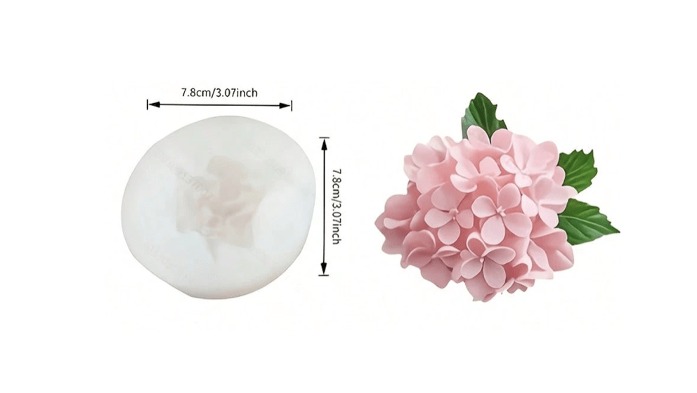 3D Hydrangea Flower Silicone Mould - Flat
