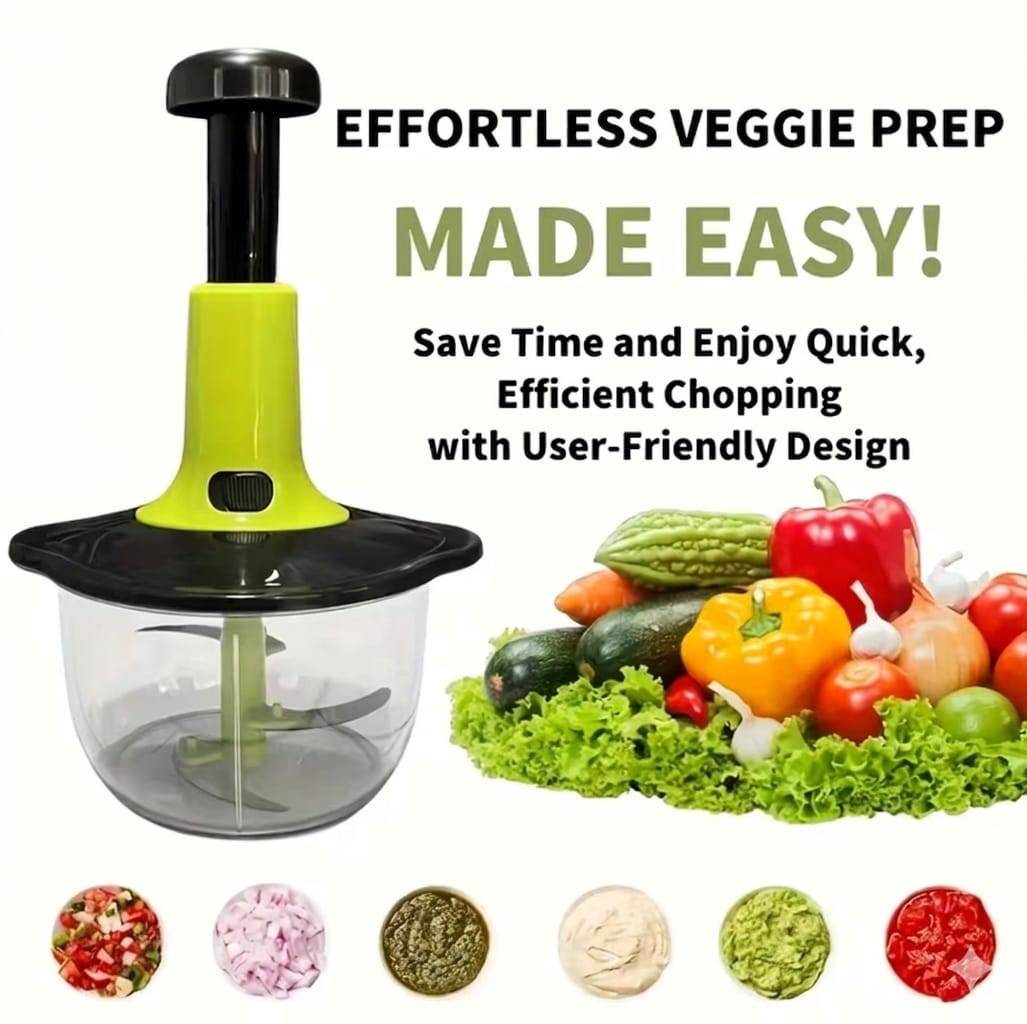 1.5L Manual Pump Action Food Chopper – Multifunctional Vegetable Cutter - Image 2