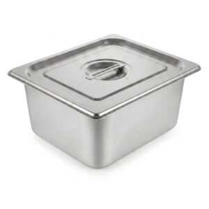 Premium 1/2 GN Stainless Steel Food Pan with Flat Handle Lid