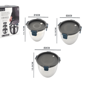 Stainless Steel Food Storage Container Set -3pc