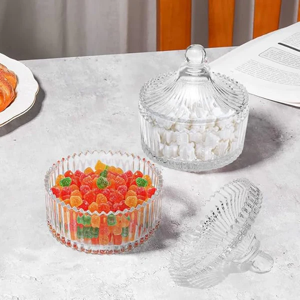 Compact Glass Candy Jar with Lid - Image 2