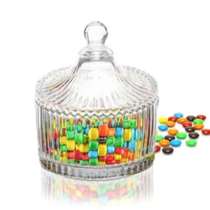 Compact Glass Candy Jar with Lid