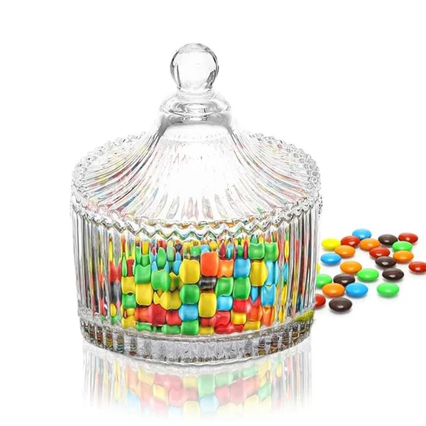 Compact Glass Candy Jar with Lid