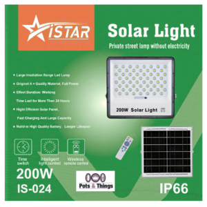 ISTAR 200W Solar LED Flood Light with Panel & Remote