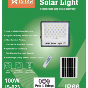 iStar 100W Solar LED Flood Light with Panel & Remote