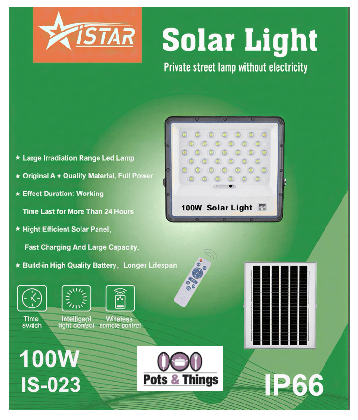 iStar 100W Solar LED Flood Light with Panel & Remote