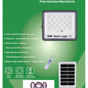 iStar 60W Solar LED Flood Light with Panel & Remote