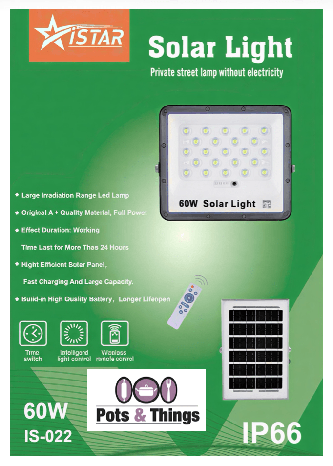 iStar 60W Solar LED Flood Light with Panel & Remote