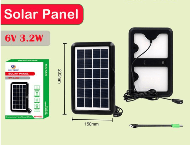 Portable 6V 3.2W Mono-crystalline Solar Panel Charger