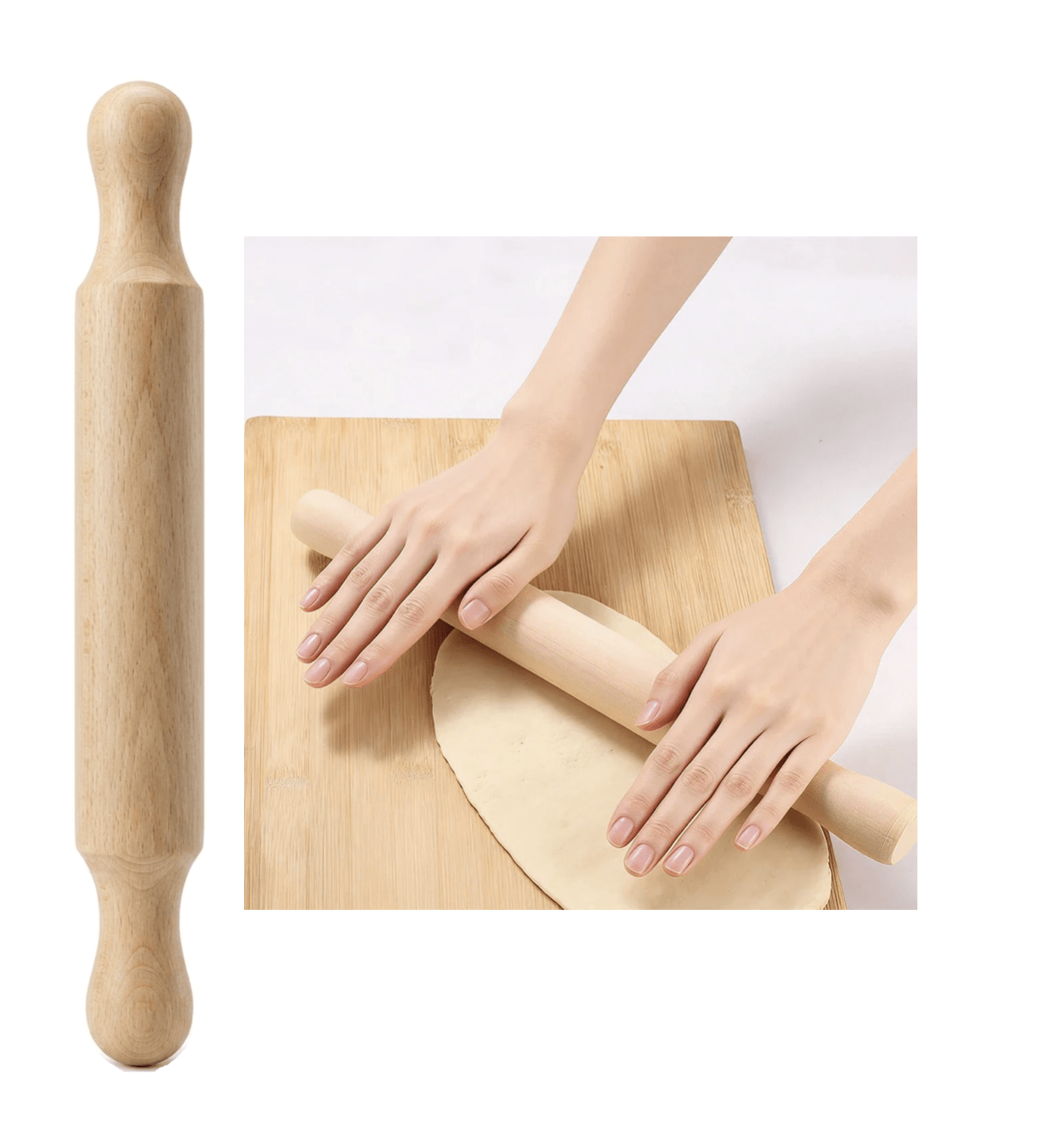 Wooden Rolling Pin (40cm x 4.5cm) – Slim