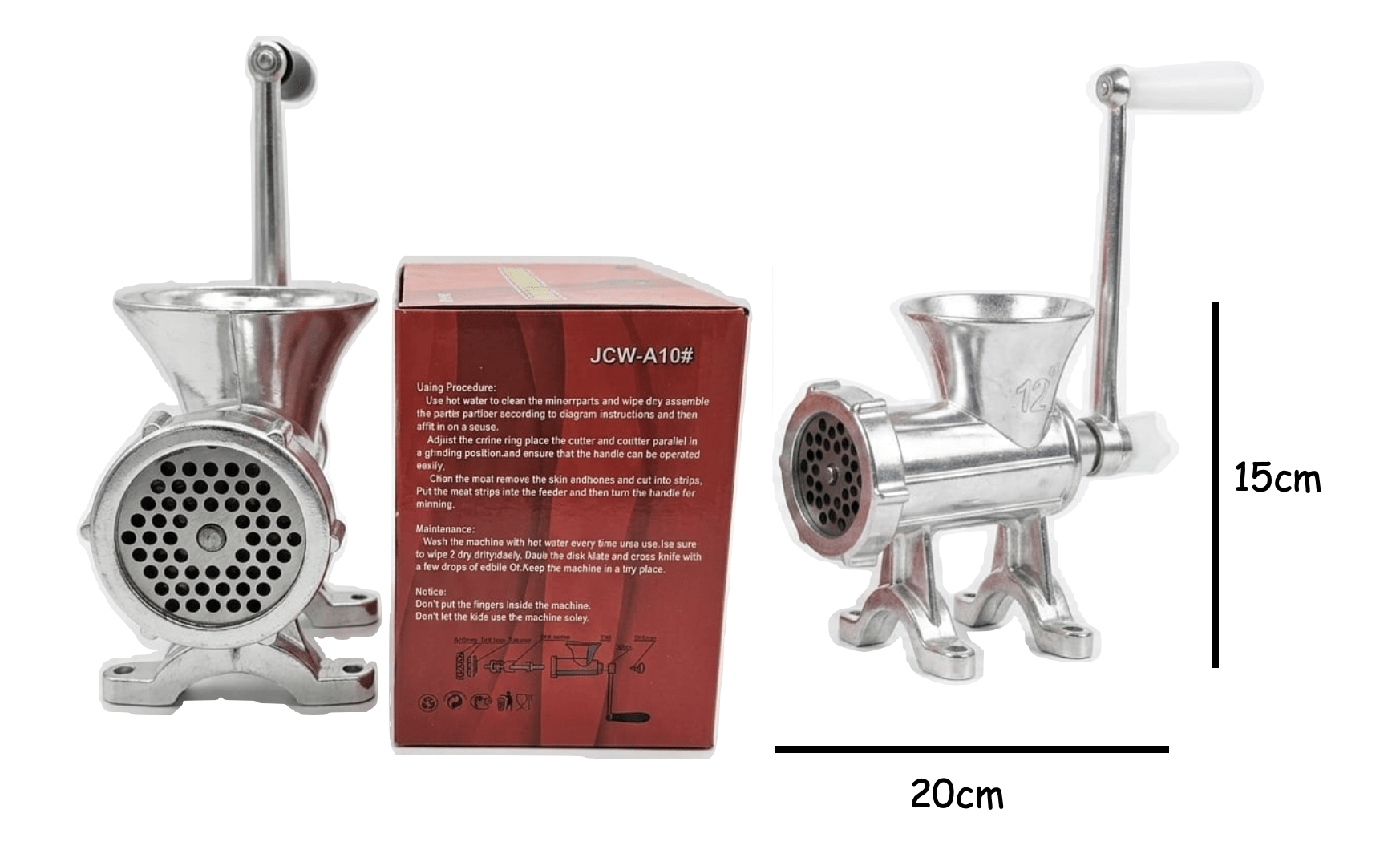Heavy-Duty No. 10 Manual Aluminium Alloy Meat Grinder - Image 2