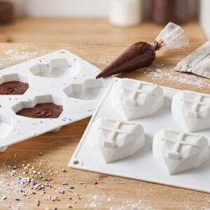 Geometric Heart Silicone Mould (6-Cavity)