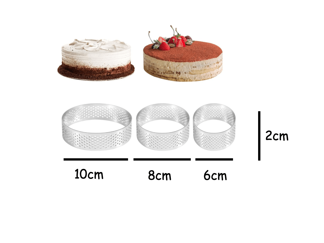 3-Piece Professional Perforated Tart Ring Set (6cm, 8cm, 10cm)