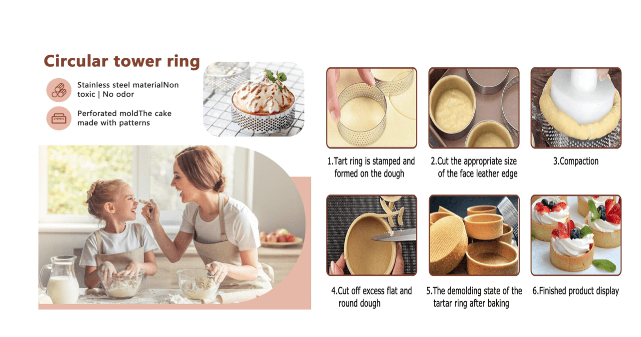 3-Piece Professional Perforated Tart Ring Set (6cm, 8cm, 10cm) - Image 2