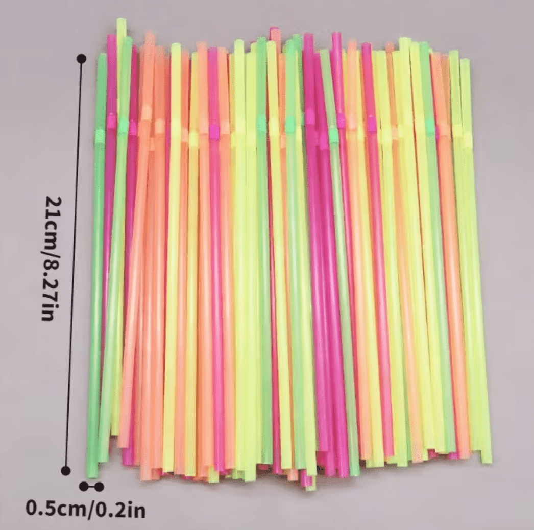 100-Piece Flexible Plastic Drinking Straws Pack - Image 2