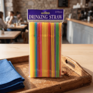 100-Piece Flexible Plastic Drinking Straws Pack
