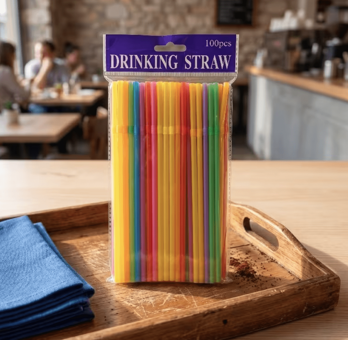 100-Piece Flexible Plastic Drinking Straws Pack