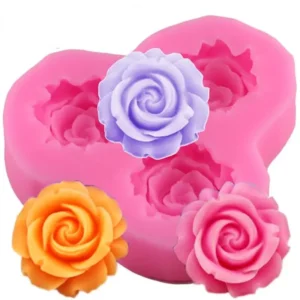 3-Cavity Mini Rose Flower Silicone Mould