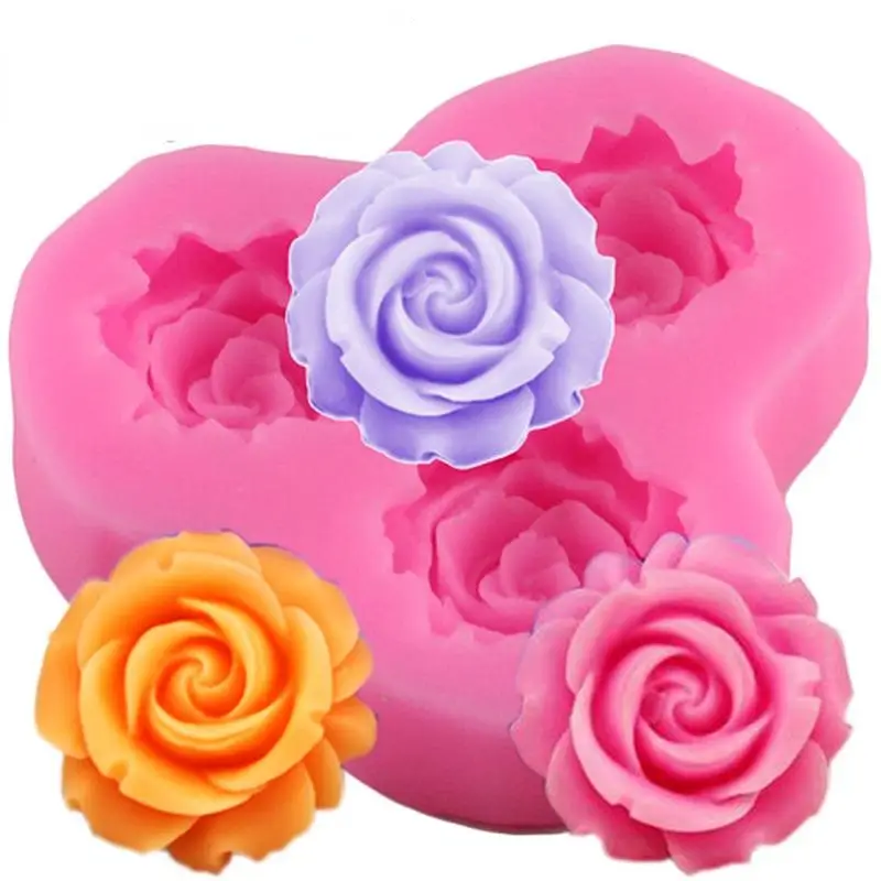 3-Cavity Mini Rose Flower Silicone Mould