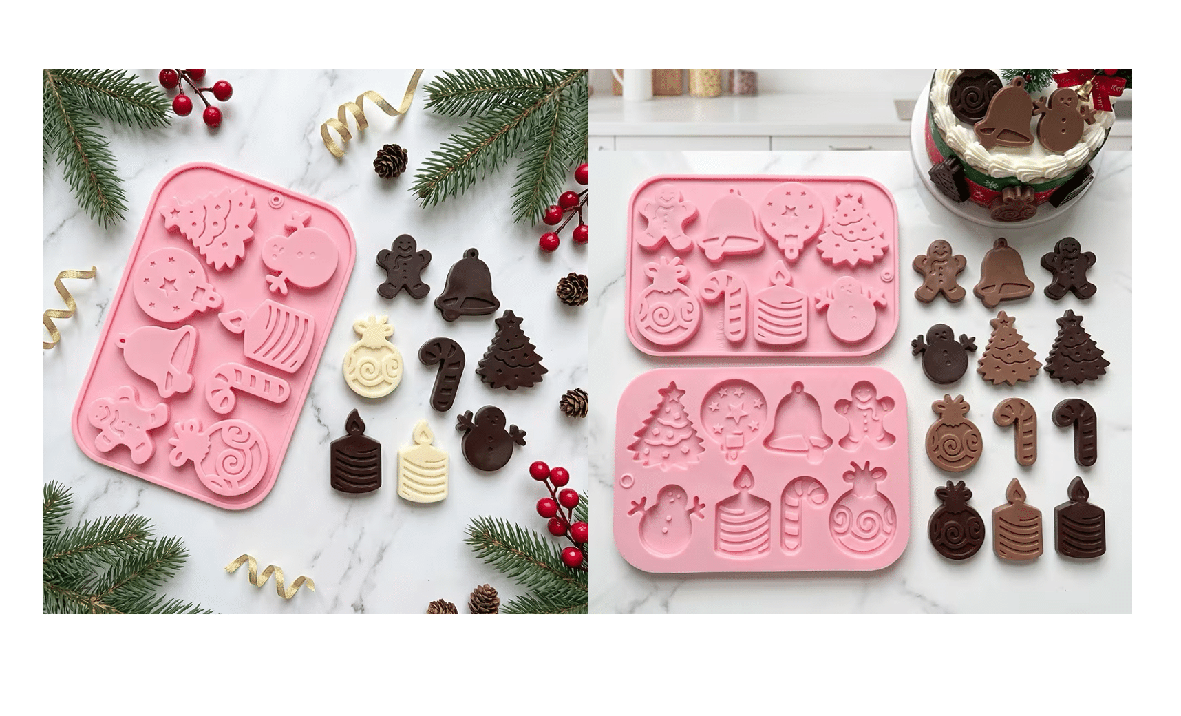 1pc Christmas Theme Silicone Chocolate & Candy Mould