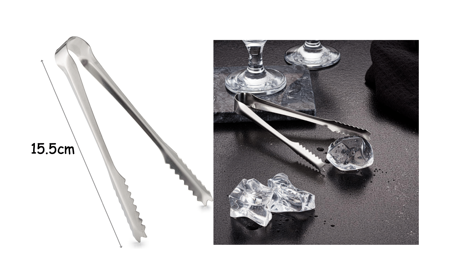 Stainless Steel Ice Tongs – 15.5 cm - Image 2