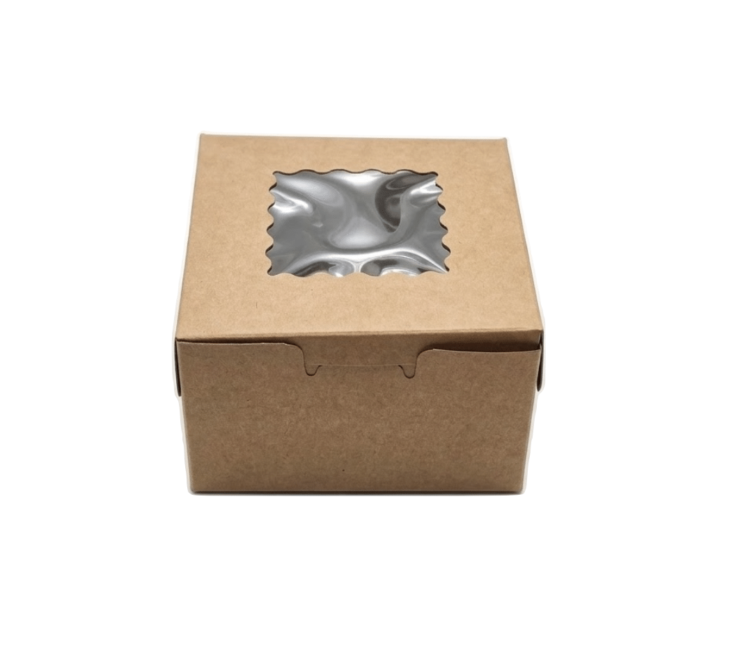 Single Kraft Cupcake Box with Window Insert