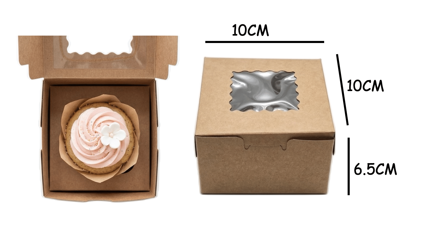 Single Kraft Cupcake Box with Window Insert - Image 2