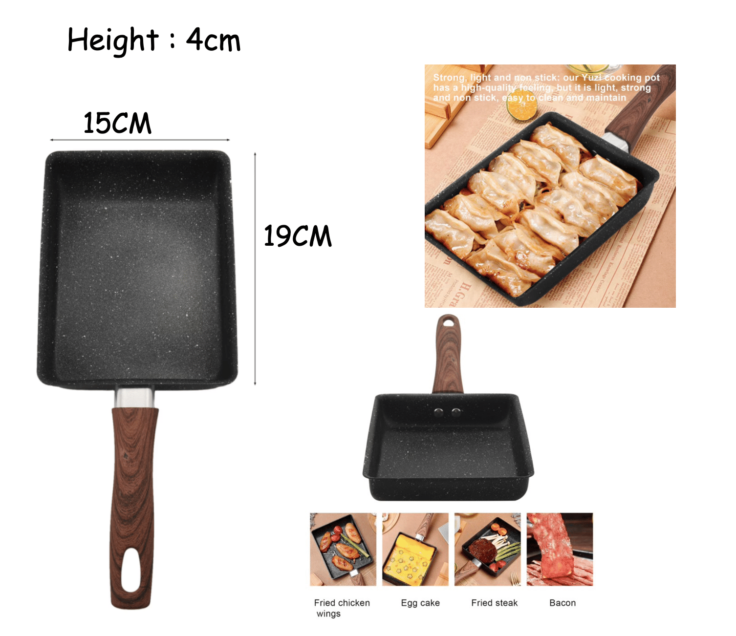 Non-Stick Japanese Omelette & Tamagoyaki Pan (15 × 19 cm) - Image 2