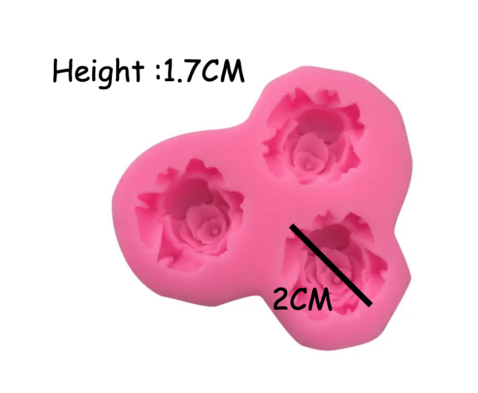 3-Cavity Mini Rose Flower Silicone Mould - Image 2